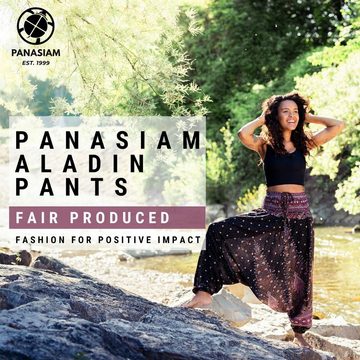 PANASIAM Relaxhose Aladinhose im schönen Peacock Design Haremshose aus 100% natürlicher Viskose auch als Overall tragbar Damen Pumphose bequeme Freizeithose