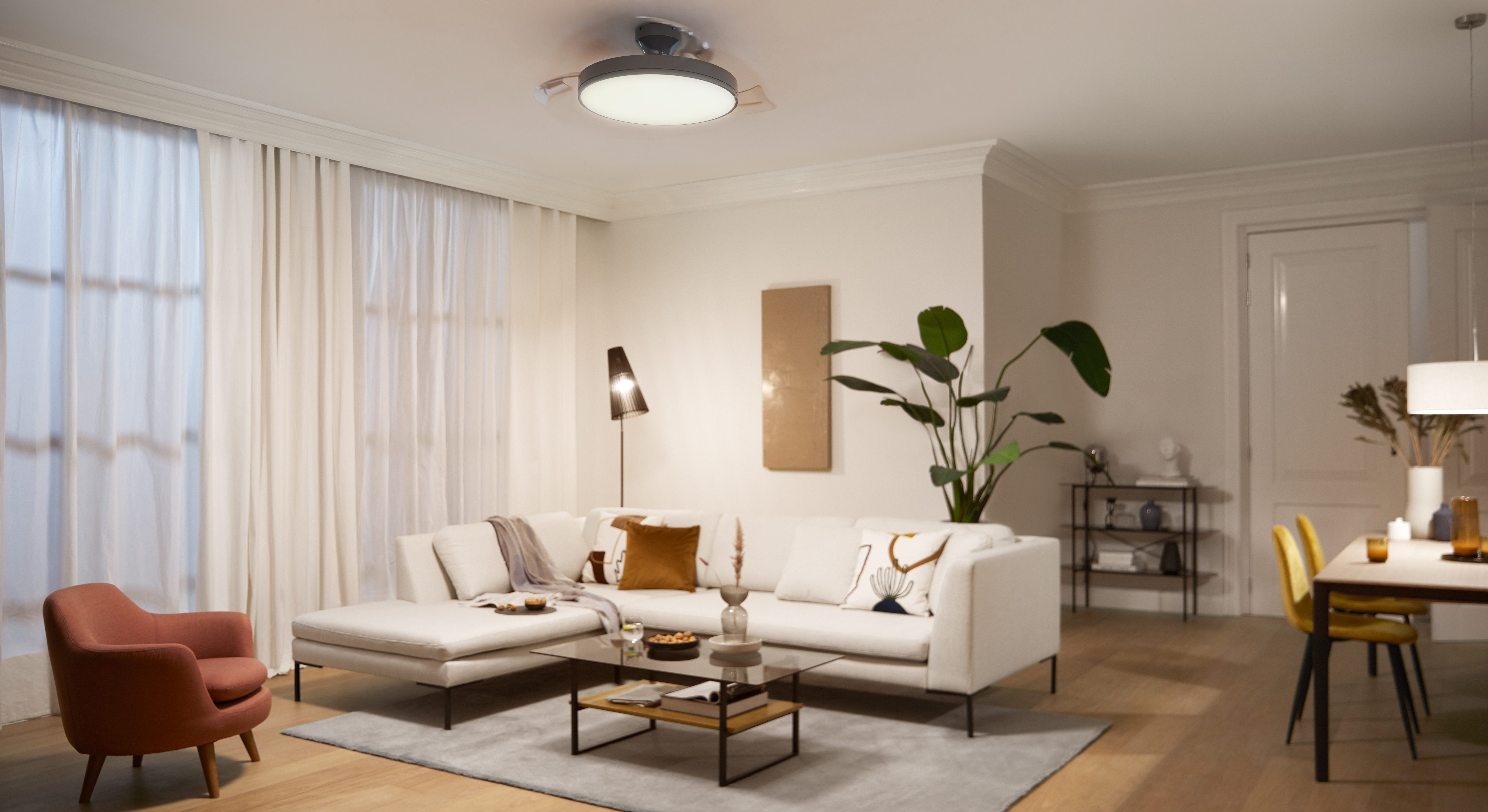 Philips Deckenleuchte Atlas LED 28W+35W, 2700-5500K, Nickel, Fernbedienung, Infrarot inkl., LED fest integriert, Farbwechsler, inkl. Fernbedienung