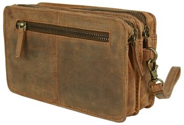 J JONES JENNIFER JONES Handgelenktasche - Herren Leder Handtasche Handgelenkschlaufe - Vintage Look, 20 x 12,5 x 10 cm