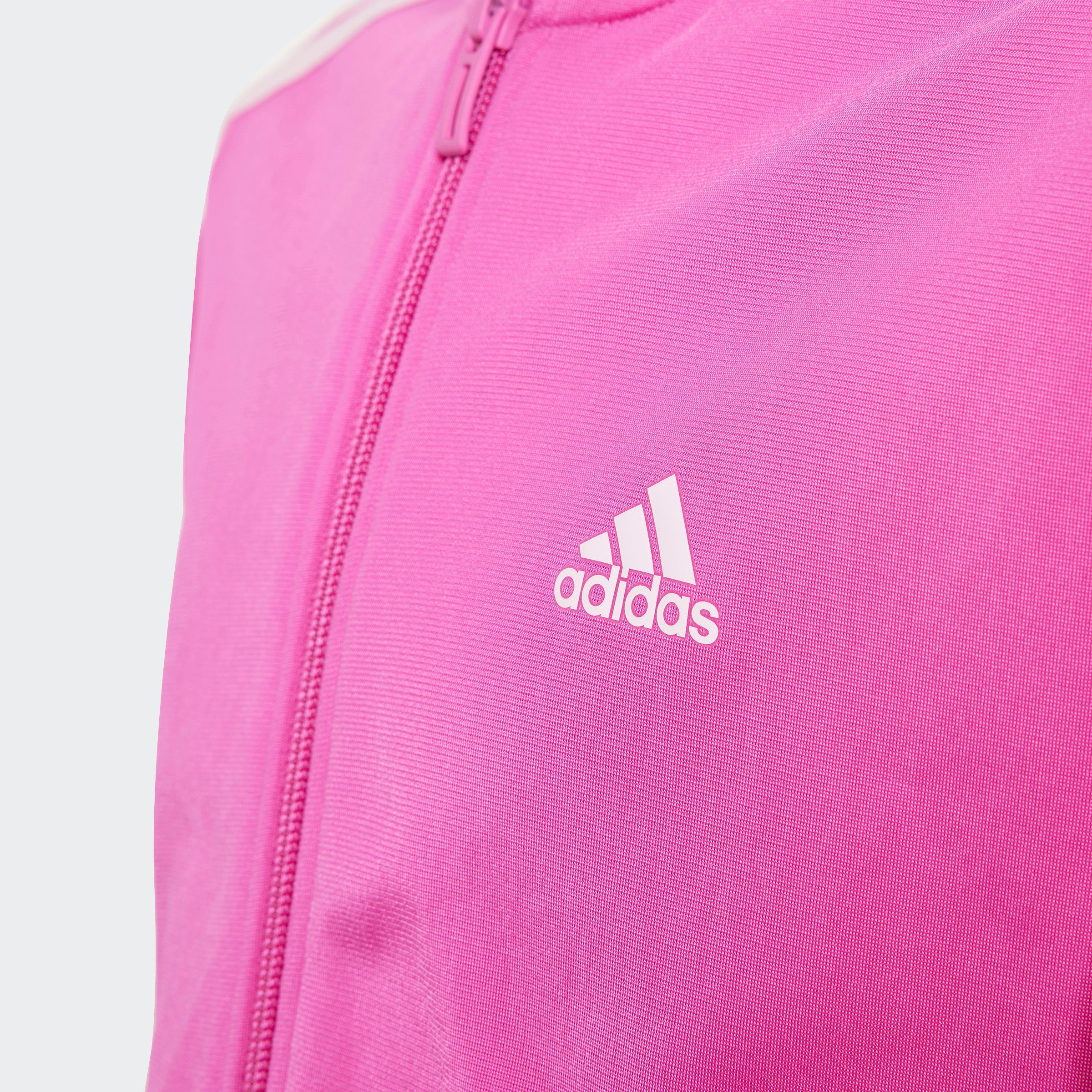 adidas Sportswear Trainingsanzug / (2-tlg) Lucid ESSENTIALS Fuchsia Clear Semi Pink 3-STREIFEN