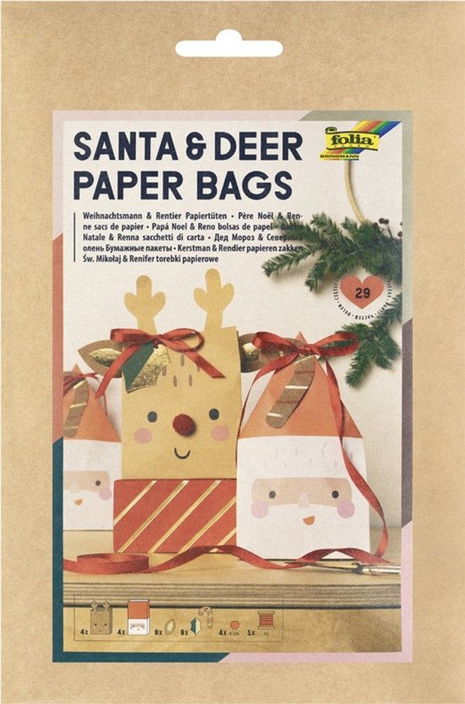 Folia befüllbarer Adventskalender folia Papiertüten Santa & Deer mehrfarbig 29 St.