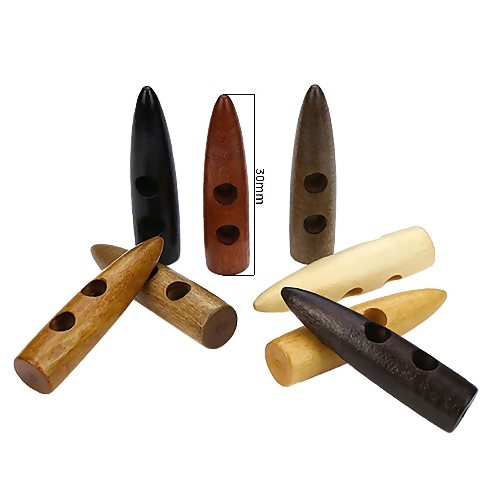 maDDma Knopf 20 x Knebelknopf Holz Triangle, 40 mm schwarz