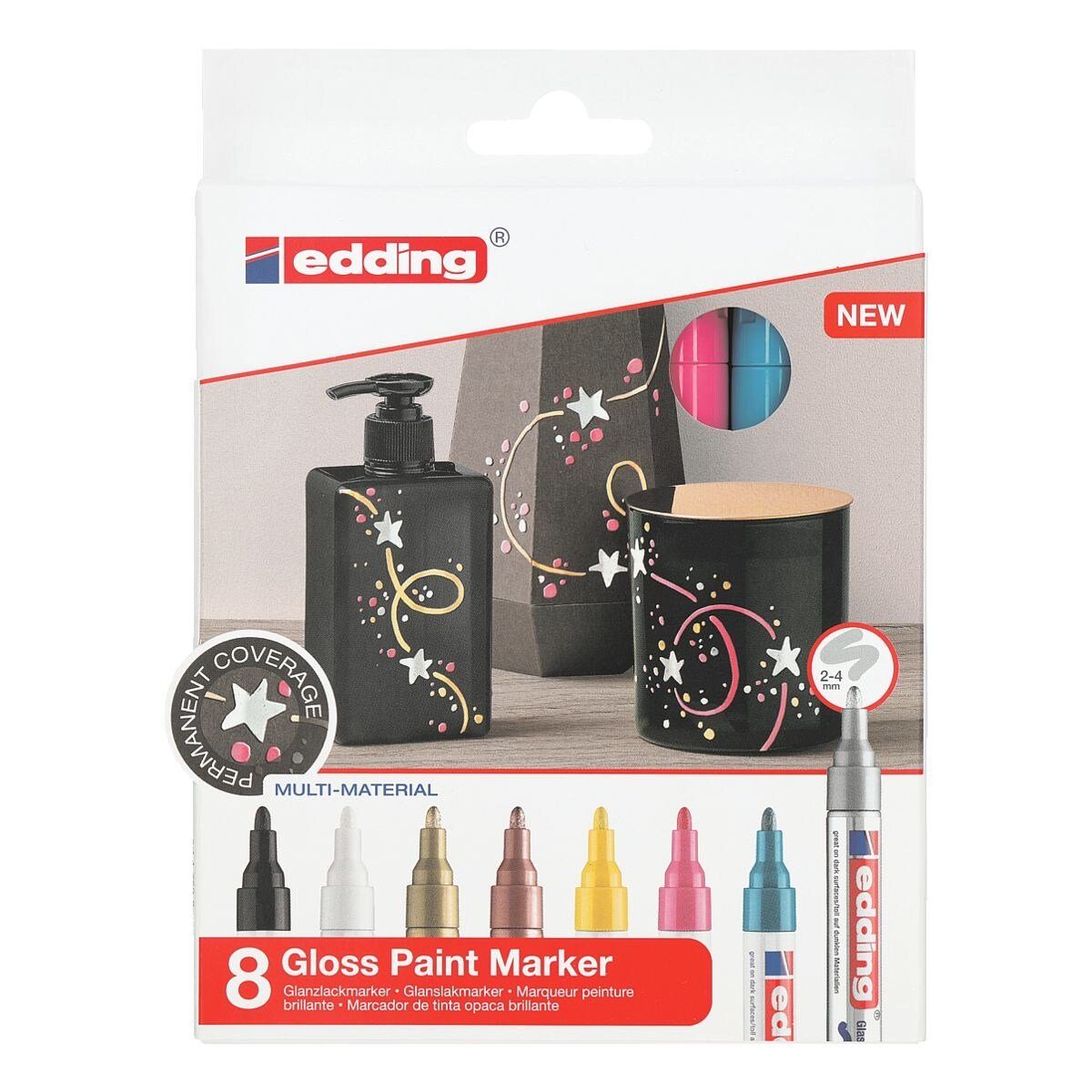 edding Lackmarker 750, (8-tlg), Glanzlackmarker, Strichstärke 2-4 mm