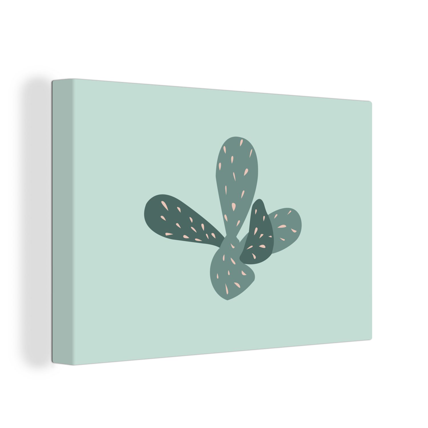 OneMillionCanvasses® Leinwandbild Sommer - Kaktus 30x20 St), cm Leinwandbilder, (1 Wandbild Wanddeko, - Blau, Aufhängefertig