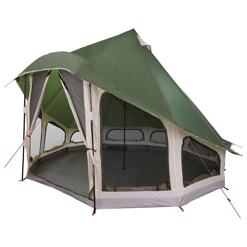 vidaXL Tipi-Zelt Tipi Zelt mit Dach mit Speicher Grün 404 x 370 x 270 cm Taft, Personen: 6 (1 tlg)