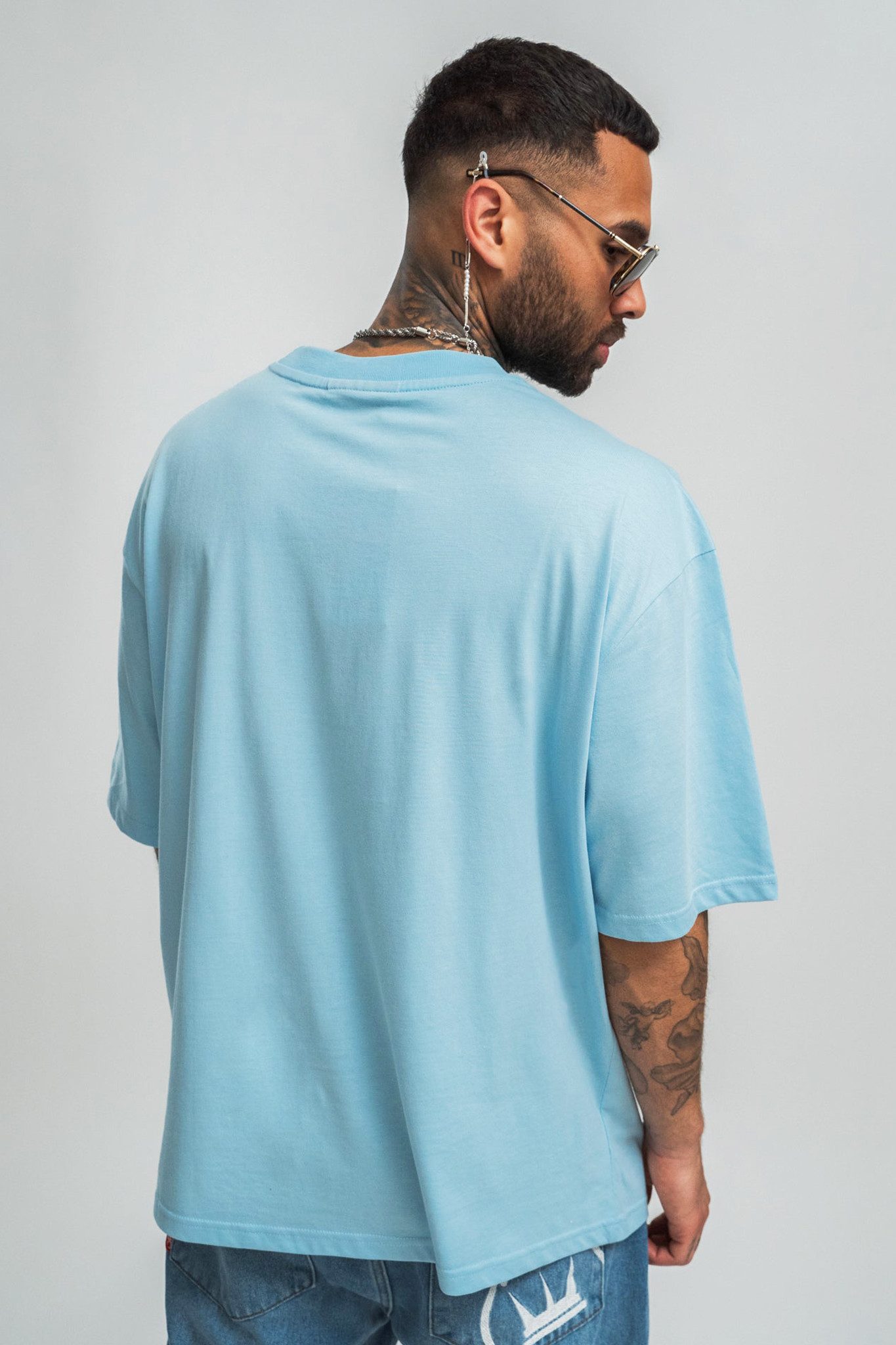 DADA Supreme T-Shirt Oversized Schitt mit Stickerei und Dropped Shoulder (1-tlg) Royal Logo