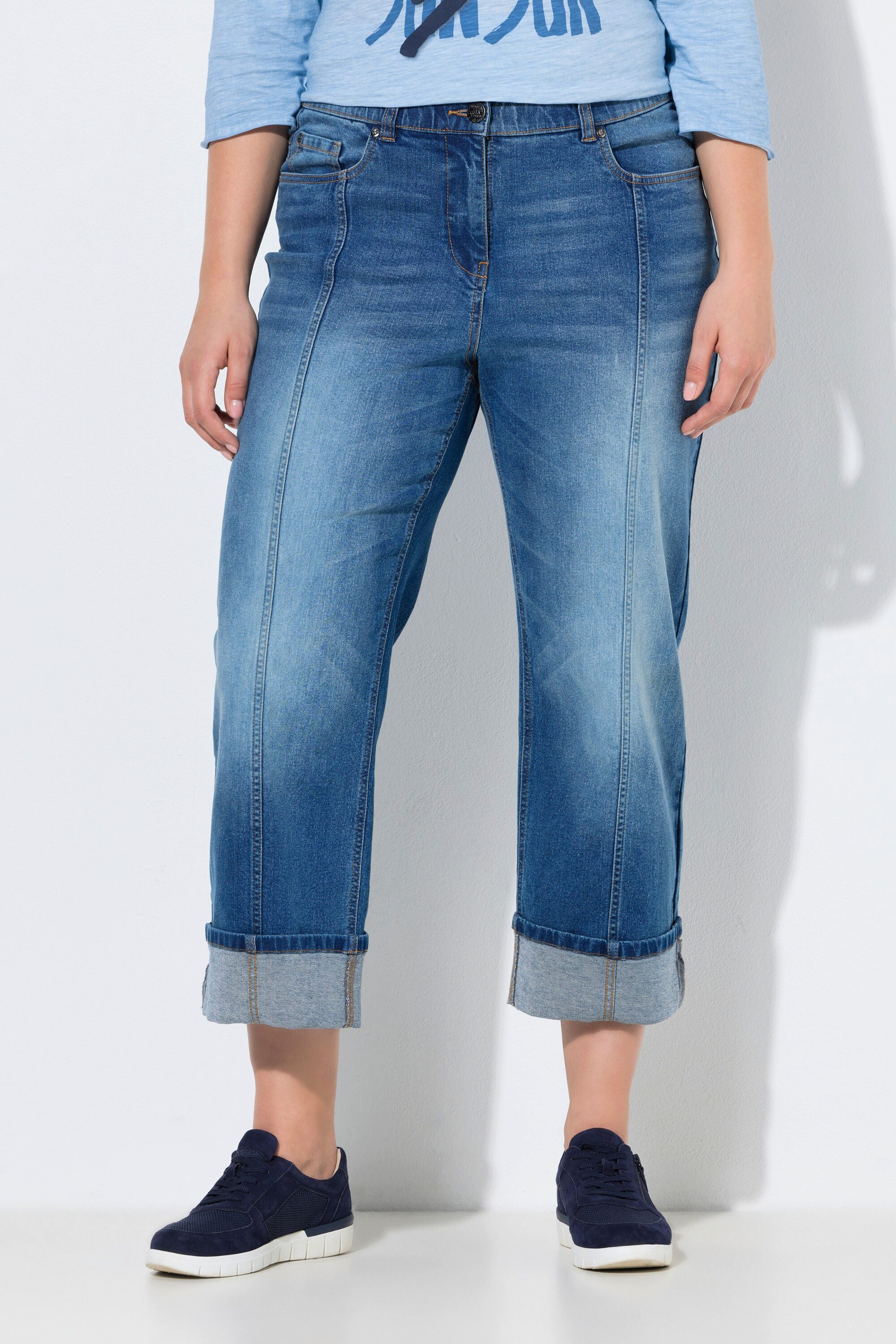 Ulla Popken Regular-fit-Jeans Jeans Mary Saumaufschlag weites gerades Bein