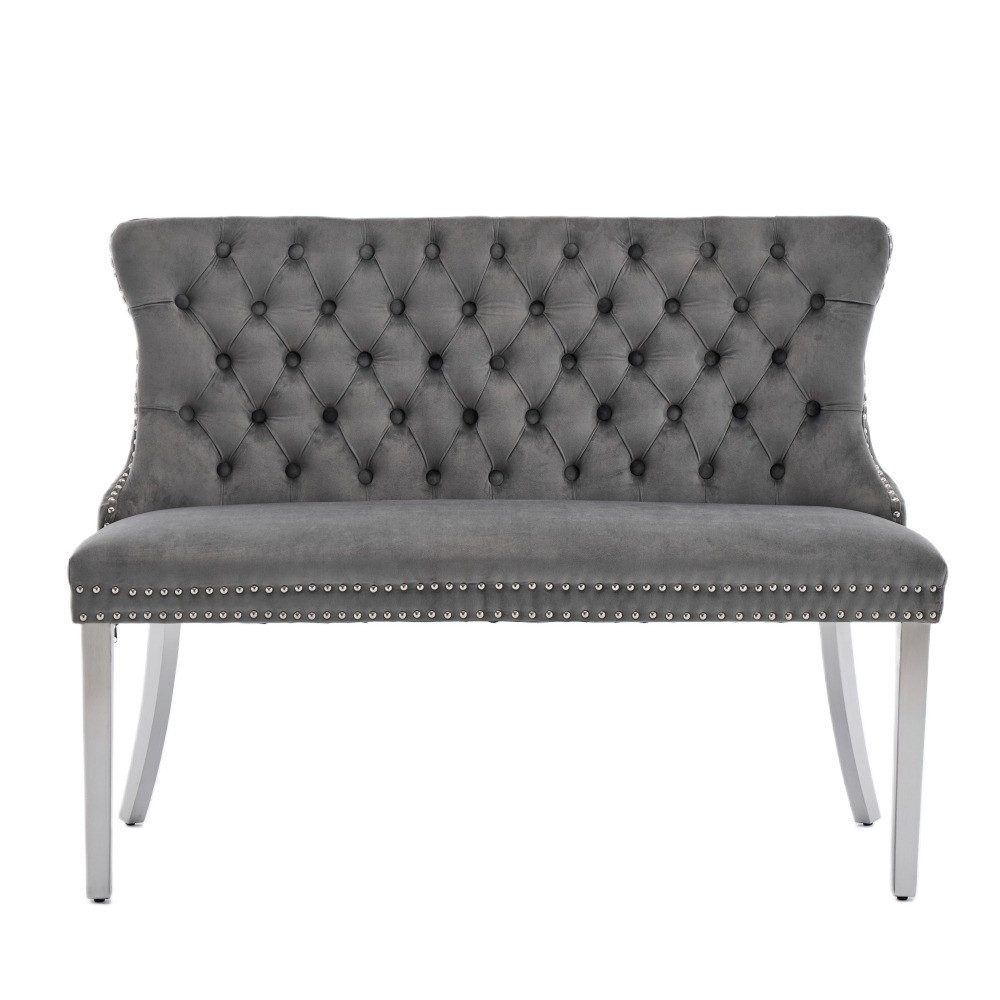 BBWL Polsterbank 2-Sitzer mit Handmade Knöpfen, Wing Back, Samtpolsterung, Velvet Double Dining Loveseat Bank für Küche & Esszimmer, Mid-Century