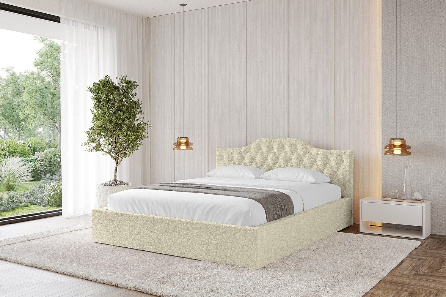 ALTDECOR Polsterbett FALIO-v1 (Polsterbett mit Bettkasten und Lattenrost, Boxbett ohne Matratze), Doppelbett mit Stauraum, Bett mit Kopfteil