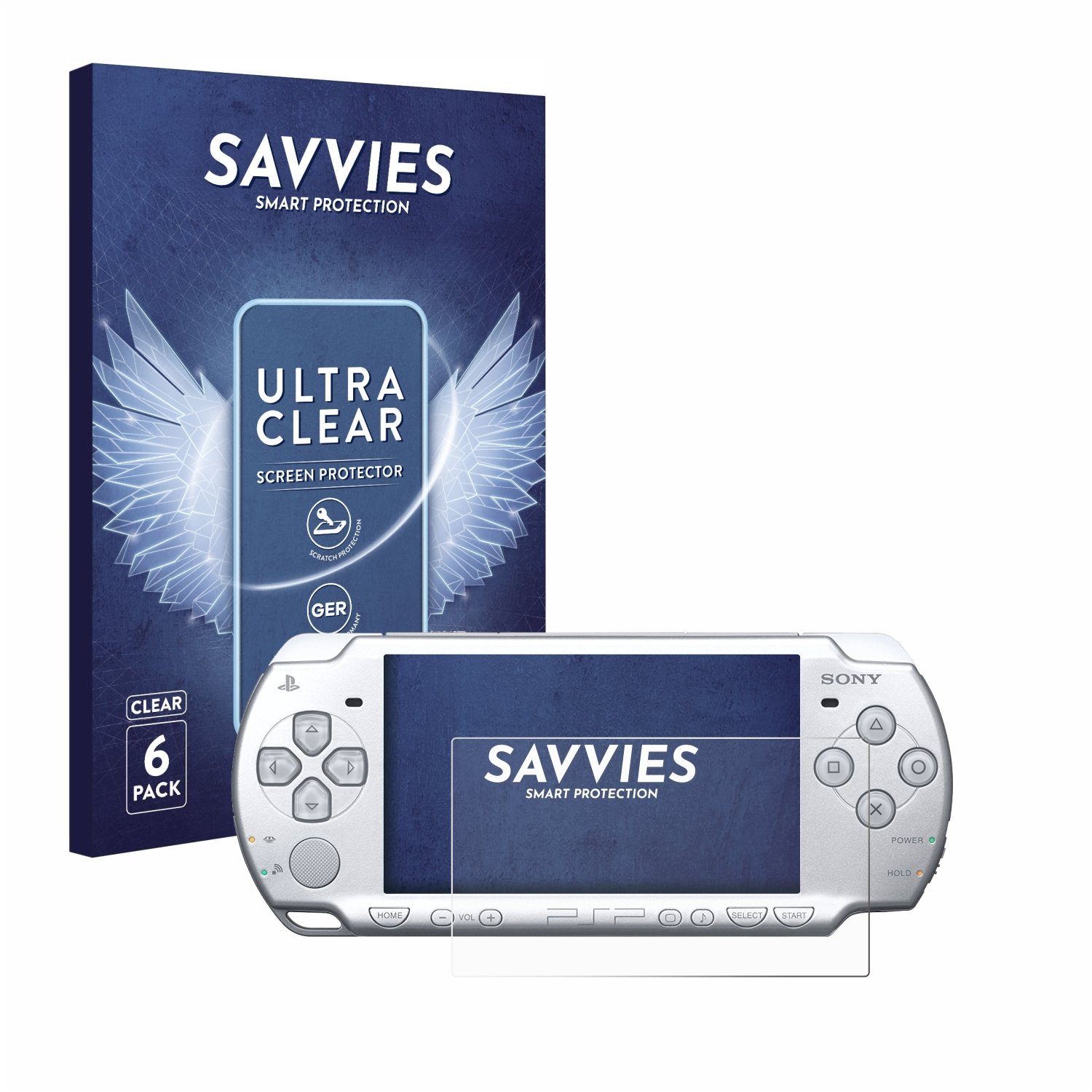 Savvies Displayschutzfolie Schutzfolie für Sony PSP 2004, 6 Stück, Displayschutz Schutz Folie Klar Transparent