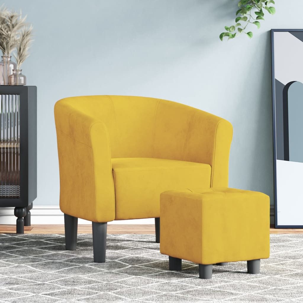 furnicato Cocktailsessel Eleganter Clubsessel mit Fußhocker 70 x 56 x 68 cm in Gelb (1-St)