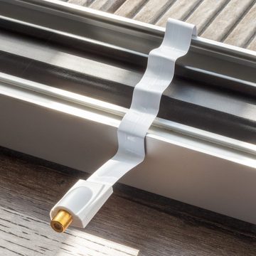Poppstar SAT Fensterdurchführung (Koax Kabel flach 0,2mm) für Fenster & Türen SAT-Kabel, (28 cm), vergoldete Kontakte, weiß