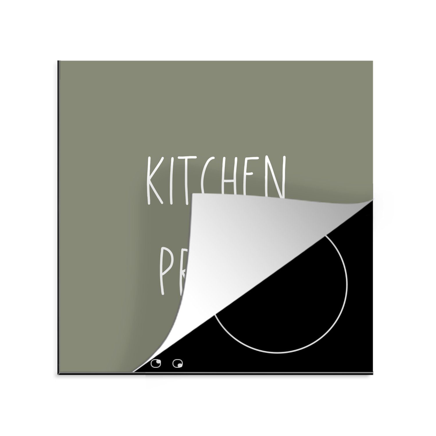 Zitate tlg), Arbeitsplatte für (1 cm, Ceranfeldabdeckung, - - Küchenprinz Herdblende-/Abdeckplatte Sprichwörter - Küche Vinyl, küche 78x78 MuchoWow Mann, -