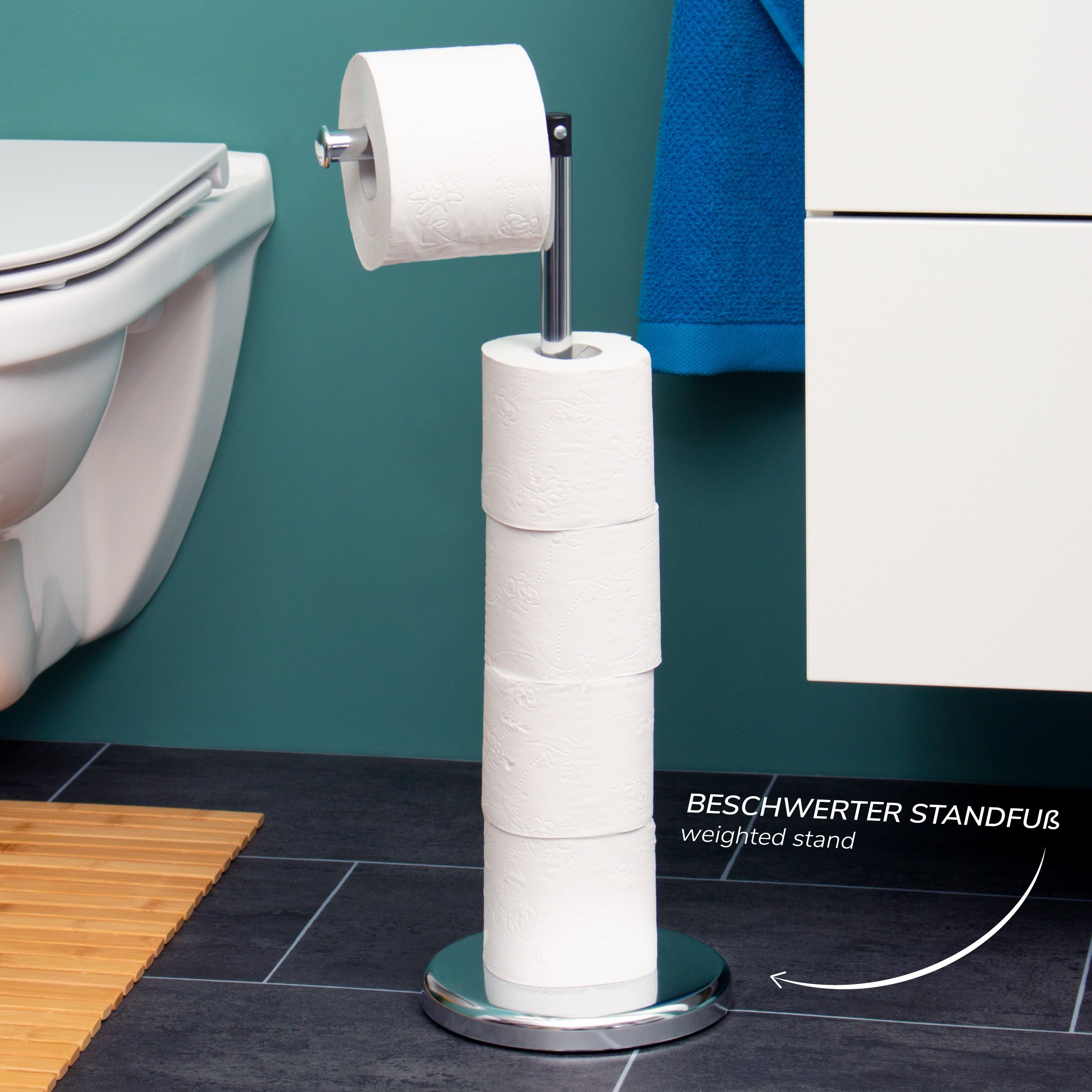 Stand-WC-Rollenhalter Toilettenpapierhalter Ersatzrollenhalter bremermann (4 bremermann 2in1, Rollen)