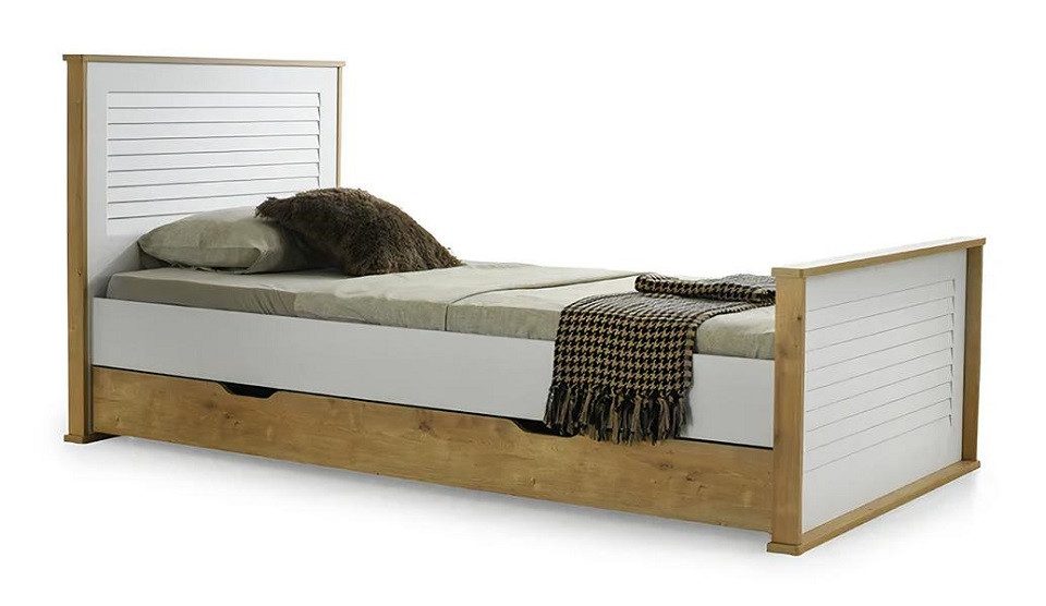 JVmoebel Einzelbett Weißes Designerbett aus Holz für das Kinderzimmer (1-tlg., Bett), Made in Europa