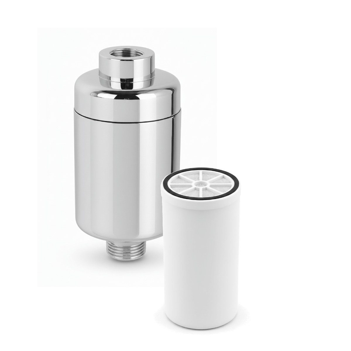 Aquintos Wasseraufbereitung Wasserfilter Starter-Set, Aktivkohle Duschfilter 1/2" Anschluss, Zubehör für Chrom-Optik, Badewannen und Armaturenfilter