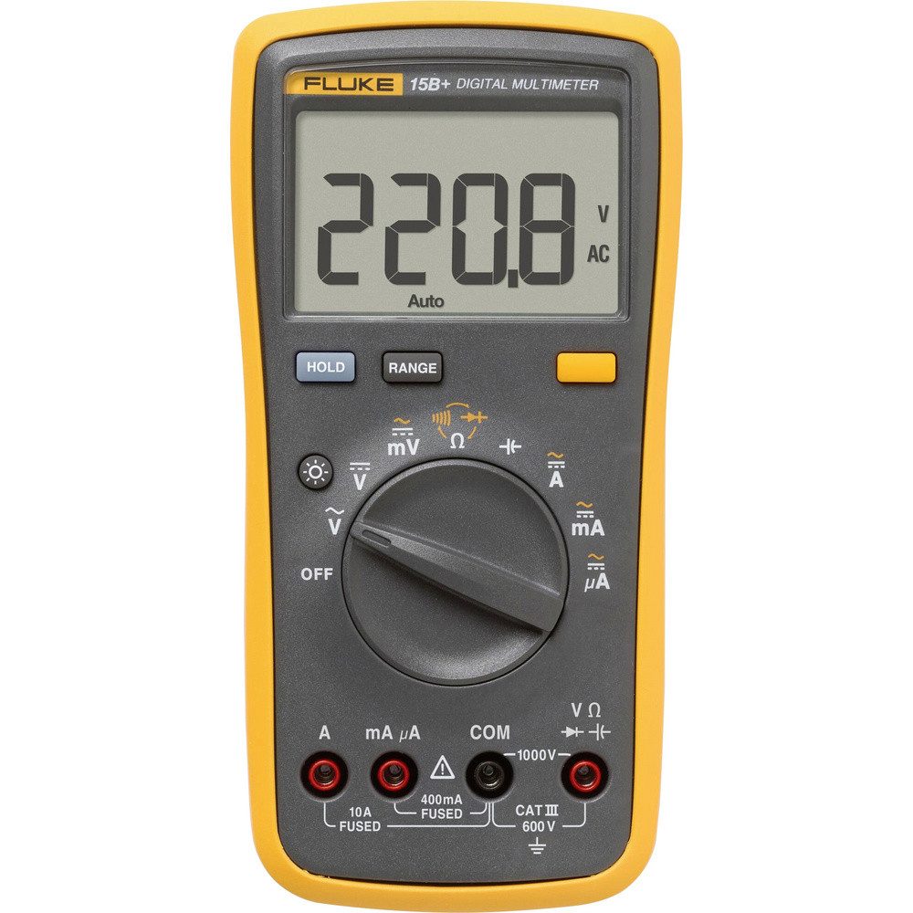 Fluke Spannungsprüfer Fluke 15B+/EUR Hand-Multimeter digital CAT III 600 V Anzeige (Counts, (15B+/EUR)