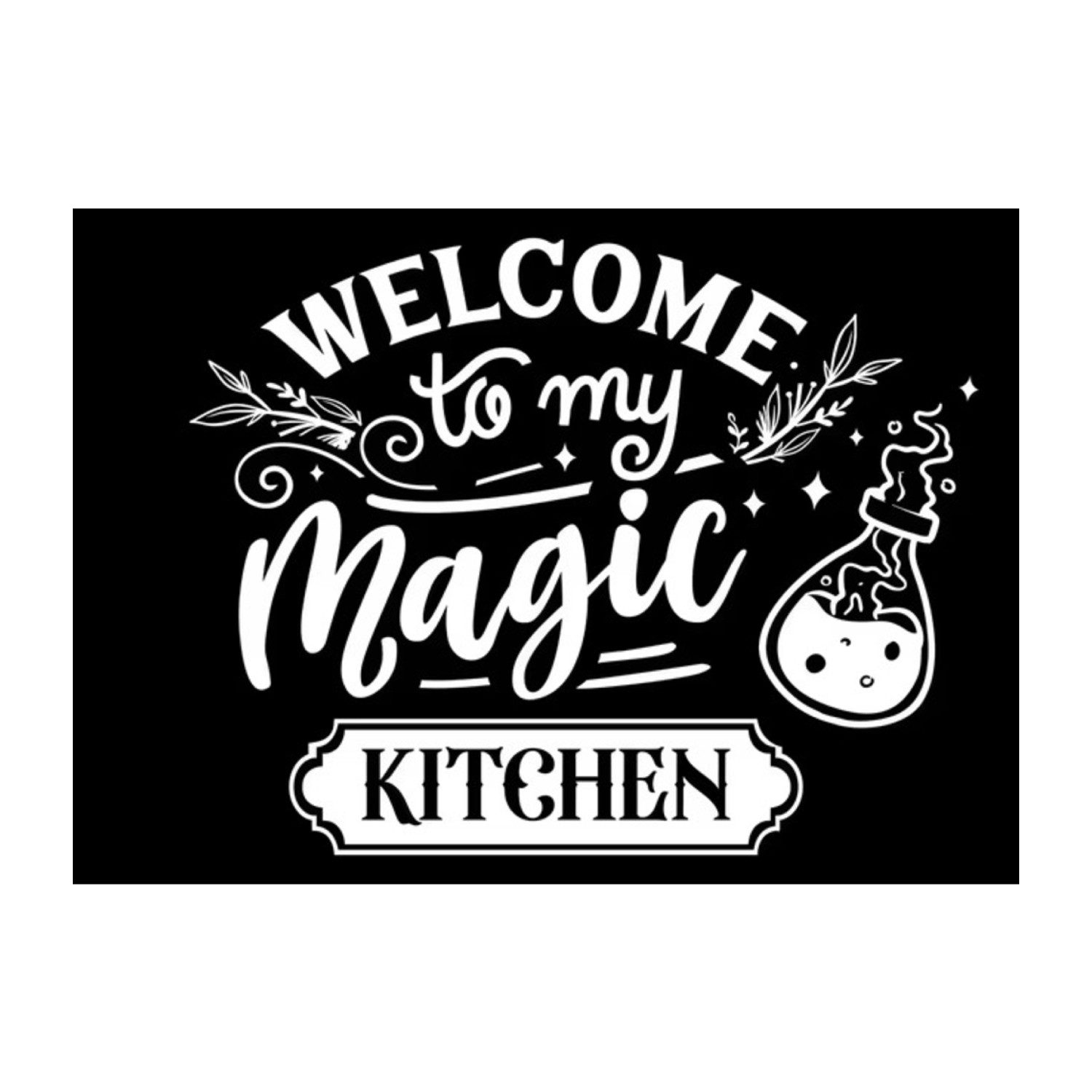 TPFLiving Kunstdruck OHNE RAHMEN, Magische Hexenkunst mit Katze und Trank - (Leinwandbild XXL), Farben: Farben: Schwarz, WeißGröße: 20x30cm