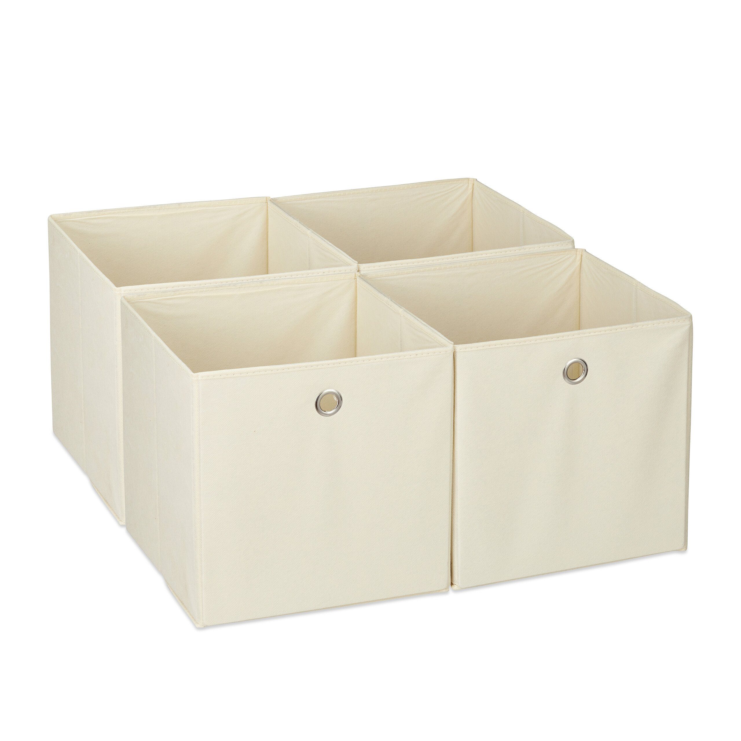 Beige Aufbewahrungsbox Beige 4er Aufbewahrungsbox Silber im Set, relaxdays