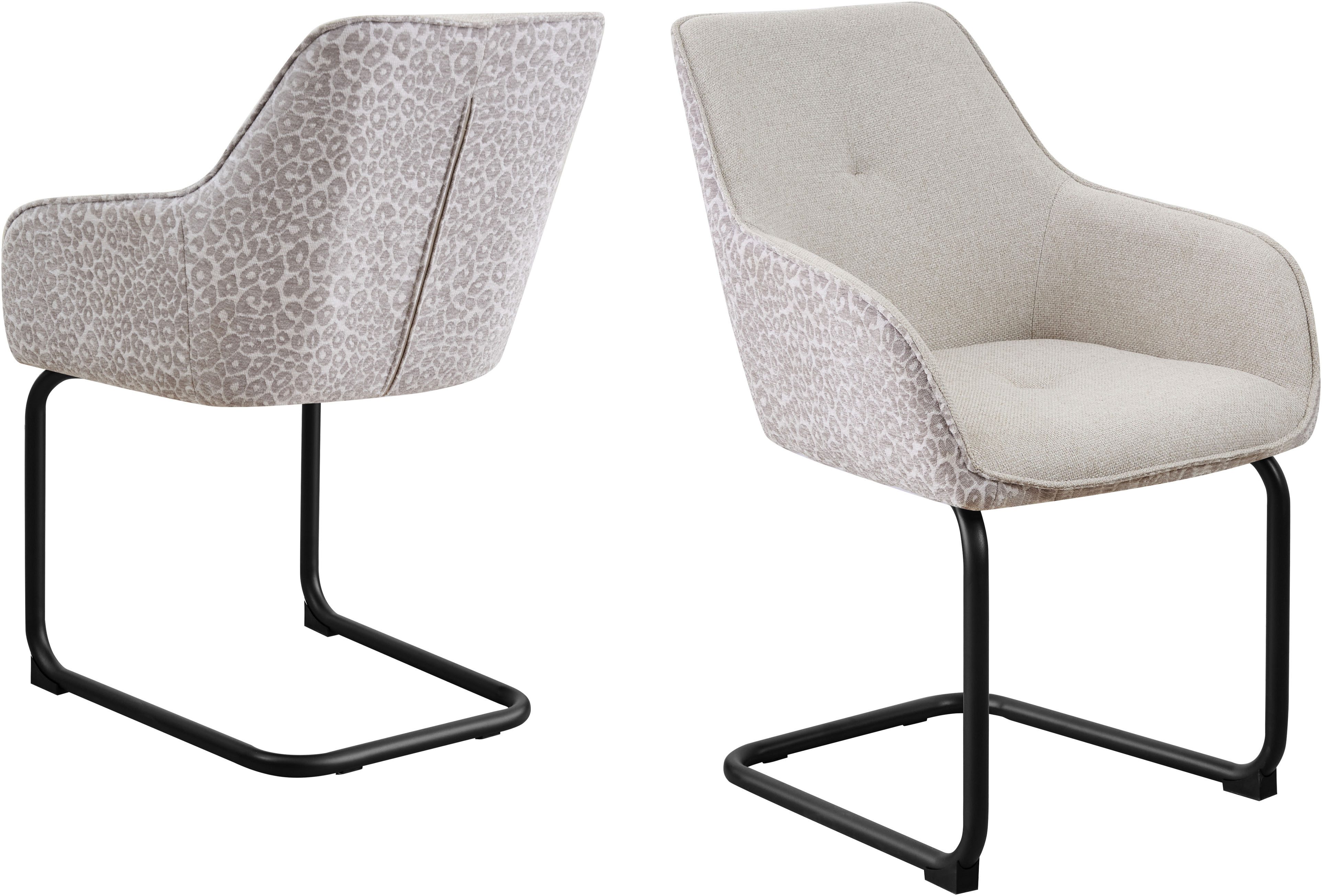 OTTO home Freischwinger Albany (Set, 2 St), moderner Freischwinger mit Leopardenlook und hochwertigem Webstoff