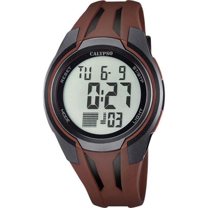 CALYPSO WATCHES Digitaluhr Calypso Herren Uhr K5703/5 Kunststoff PUR (Armbanduhr) Herren Armbanduhr rund PURarmband braun Sport