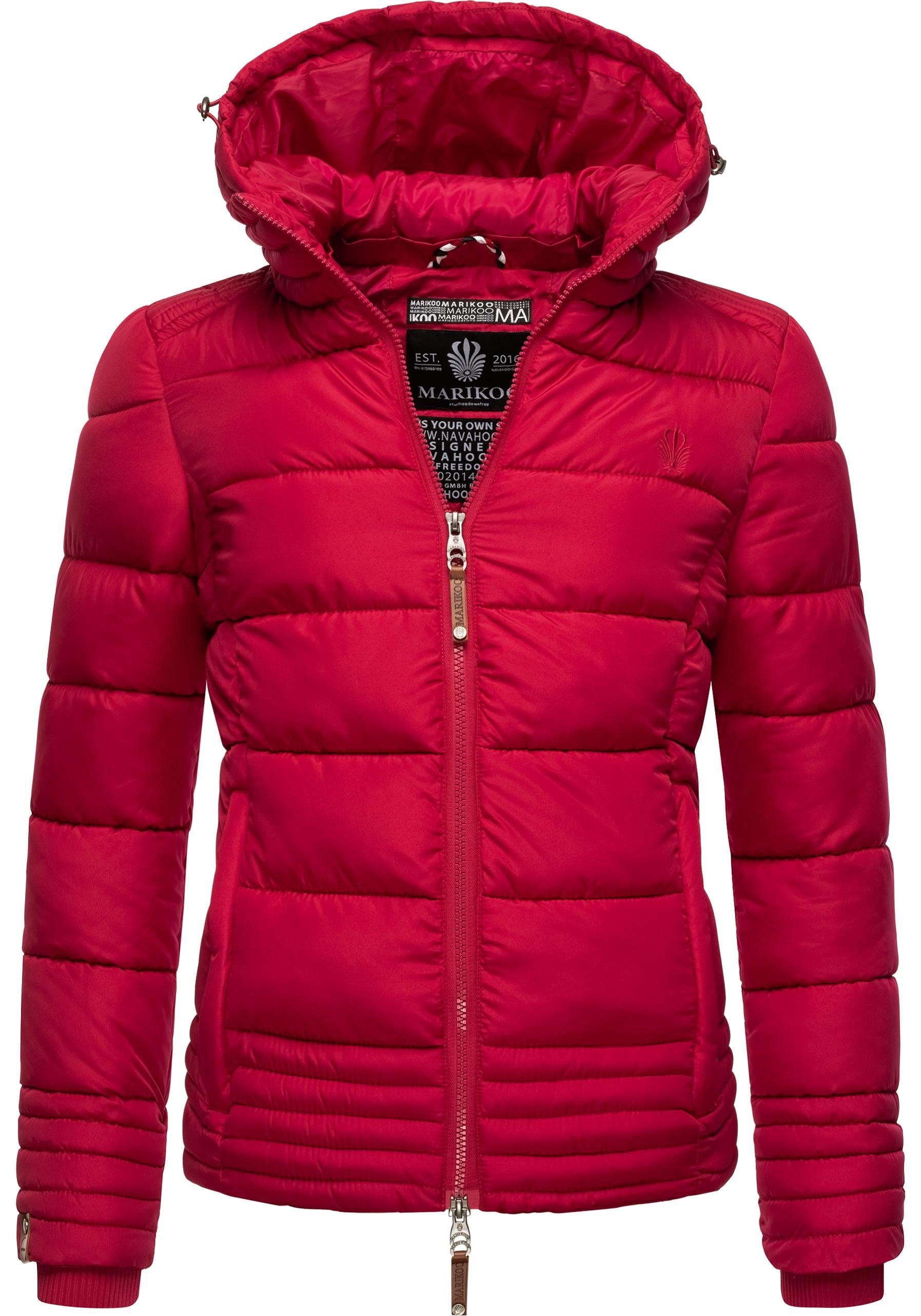 Marikoo Winterjacke gefütterte - Damen taillierte für warme den Steppjacke Hände Rippbündchen, Eingriffstaschen Sole modisch Winter, für