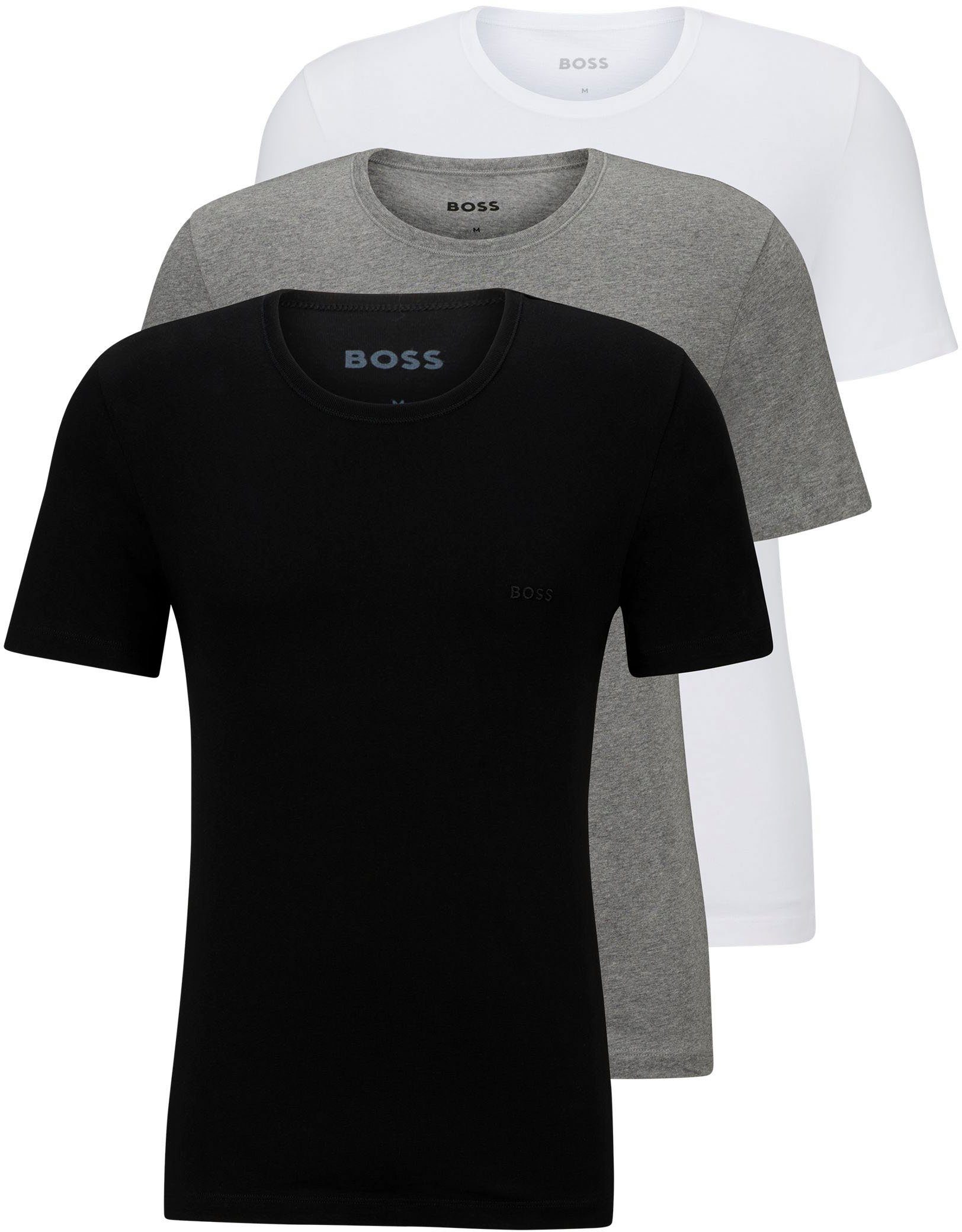 BOSS T-Shirt T-Shirt Rundhals (3er-Pack) mit dezentem BOSS Logo-Print assorted_pre-pack, grau-meliert, schwarz999