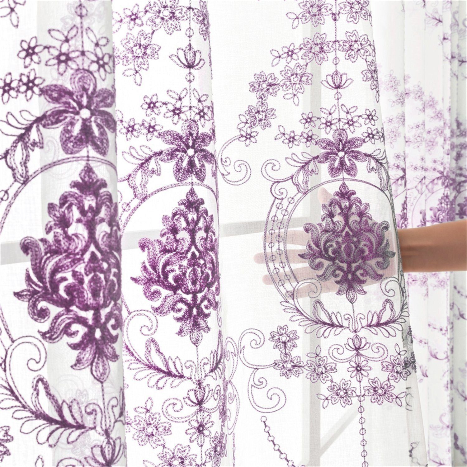 BYSURE Vorhang Blumen Stickerei Vorhänge (2 St), Ösen, transparent, Voile, günstig online kaufen