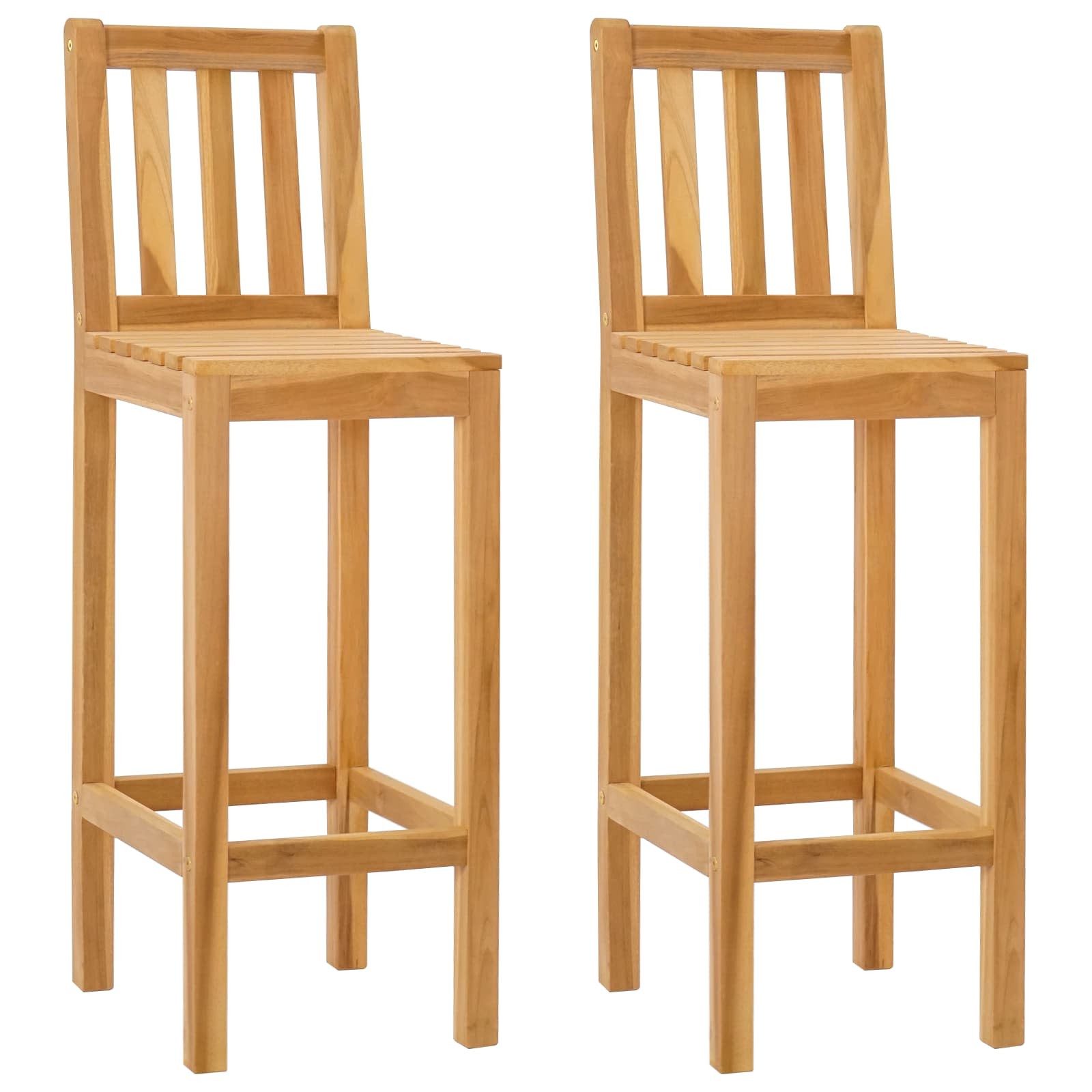 vidaXL Gartenstuhl Barhocker 2 pcs Natur Massivholz (2 St)
