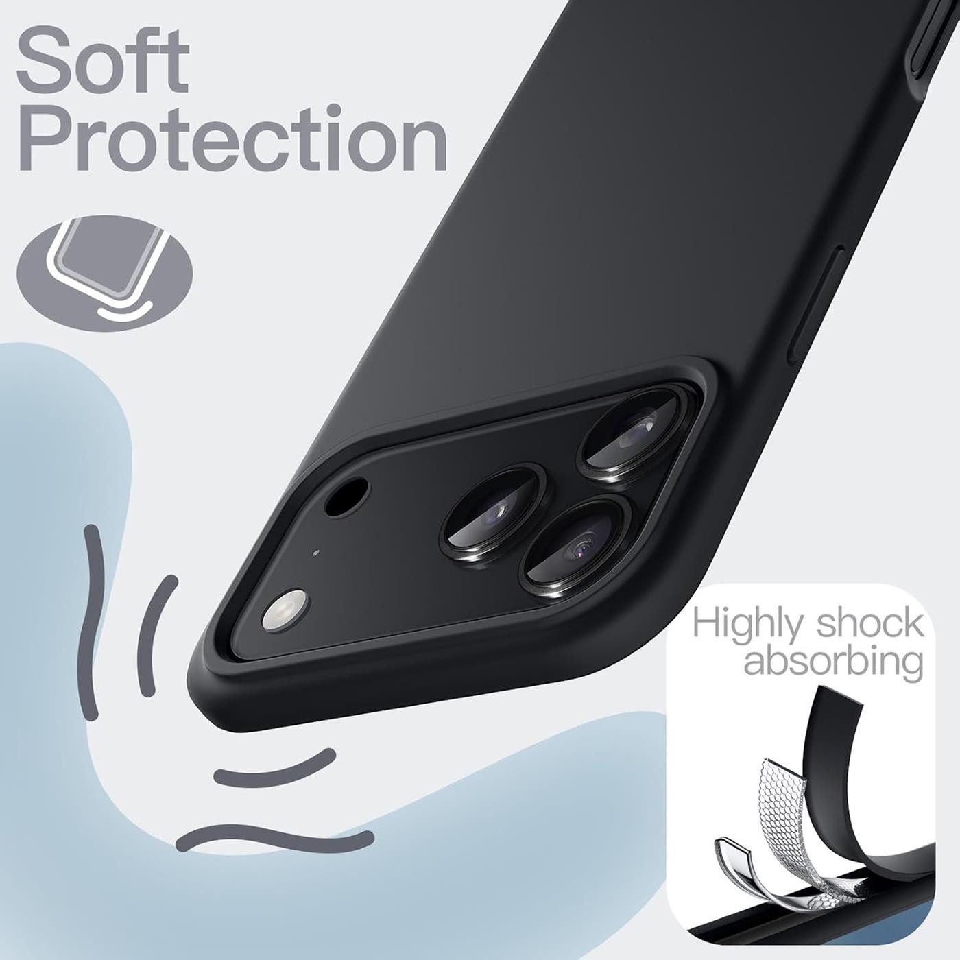 CoolGadget Handyhülle Black Series Handy Hülle für Apple iPhone 17 Pro 6,3 Zoll, Edle Silikon Schlicht Robust Schutzhülle für iPhone 17 Pro Hülle