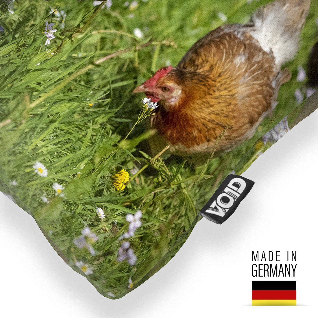 Osterhase Hahn Kissenbezug, Wiese VOID Hühner Hof Garten Tier Kissenbezug Ostern Bauernhof Stück), Blumen (1