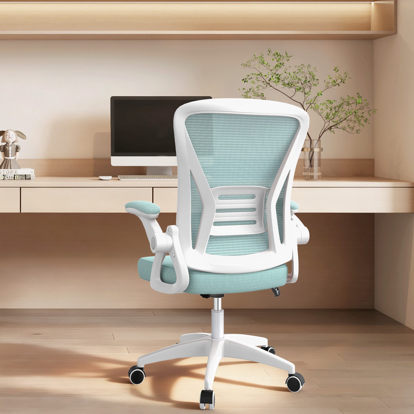 ZAISZE Bürostuhl Ergonomischer Bürostuhl mit Neigefunktion & verstellbarem Widerstand (Spar-Set), Spart Stauraum (Armlehnen sind klappbar)