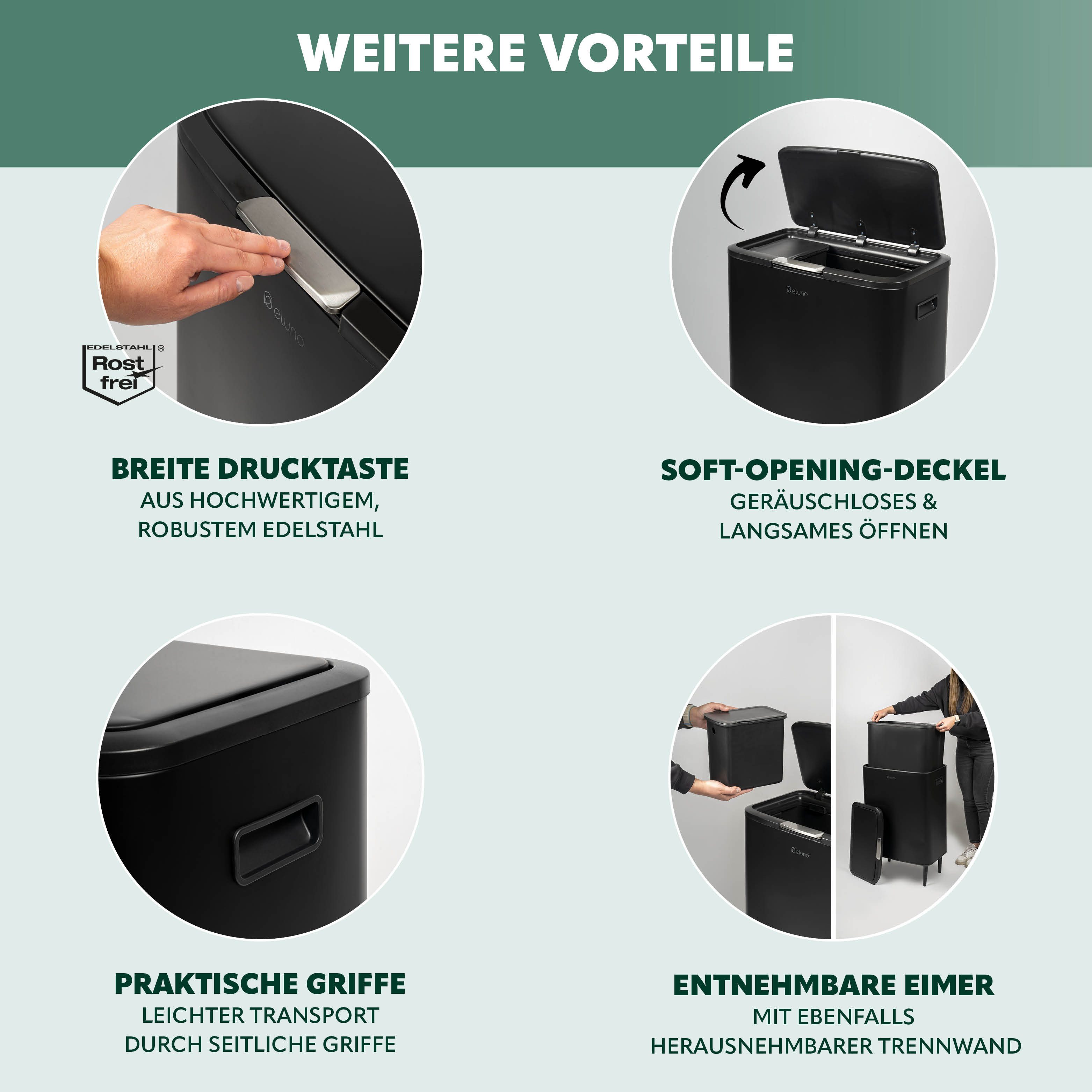 eluno Mülleimer 60 Liter Fassungsvermögen aus Metall – Bild 5 von 5