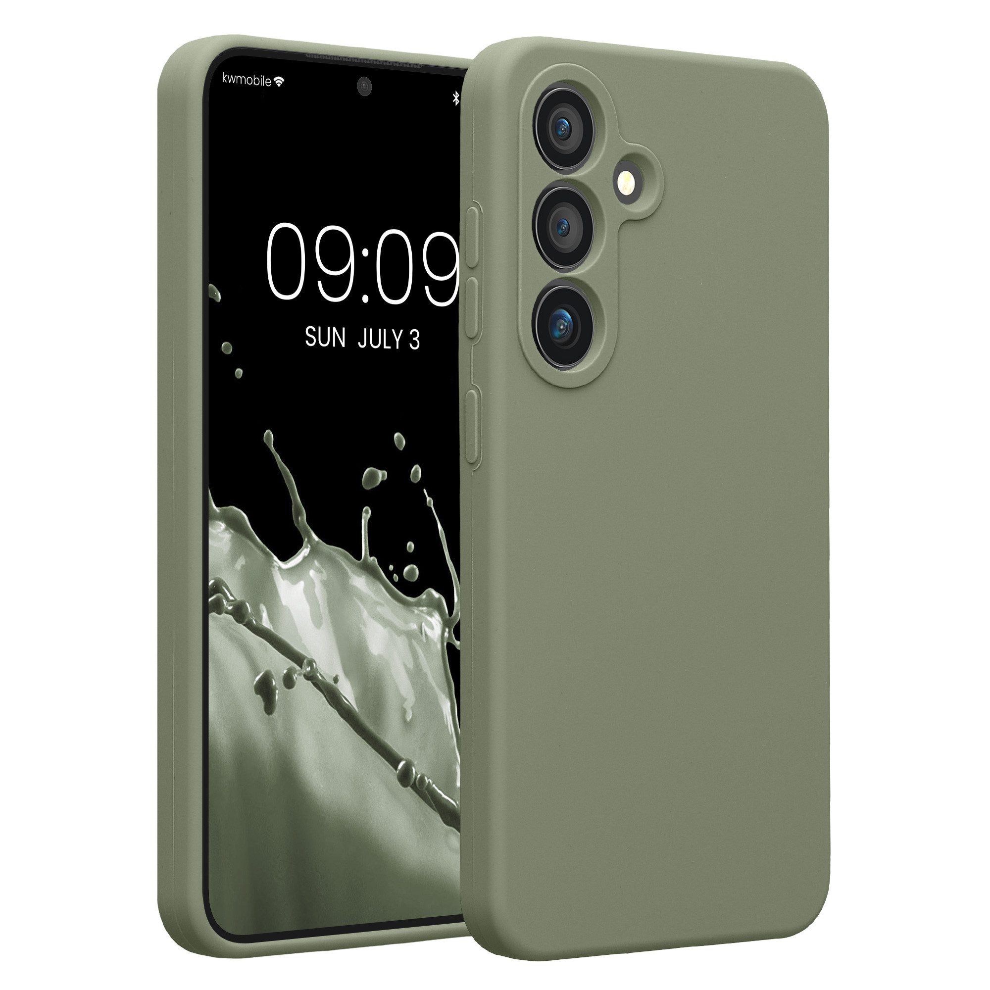 kwmobile Smartphone-Hülle Handyhülle für Samsung Galaxy S25 Hülle, Hülle Silikon gummiert - Handyhülle - Handy Case in Graugrün