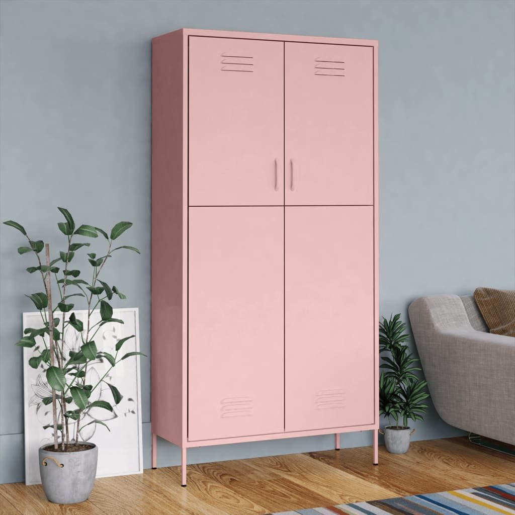 vidaXL Kleiderschrank Mehrzweckschrank Rosa 90x50x180 cm Stahl