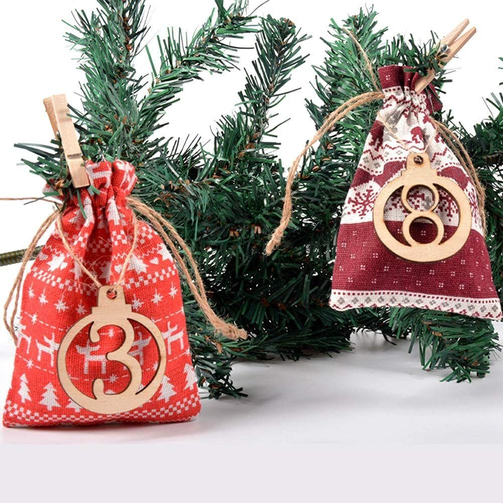 (24-tlg) Adventskalender Weihnachts-Adventskalender, Befüllbarer Geschenktüte 24-teilige autolock