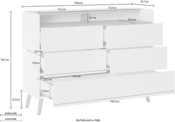 Feldmann-Wohnen Kommode Scandi (Scandi, 1 St., Kommode), 120x42x90cm weiß Jackson Hickory