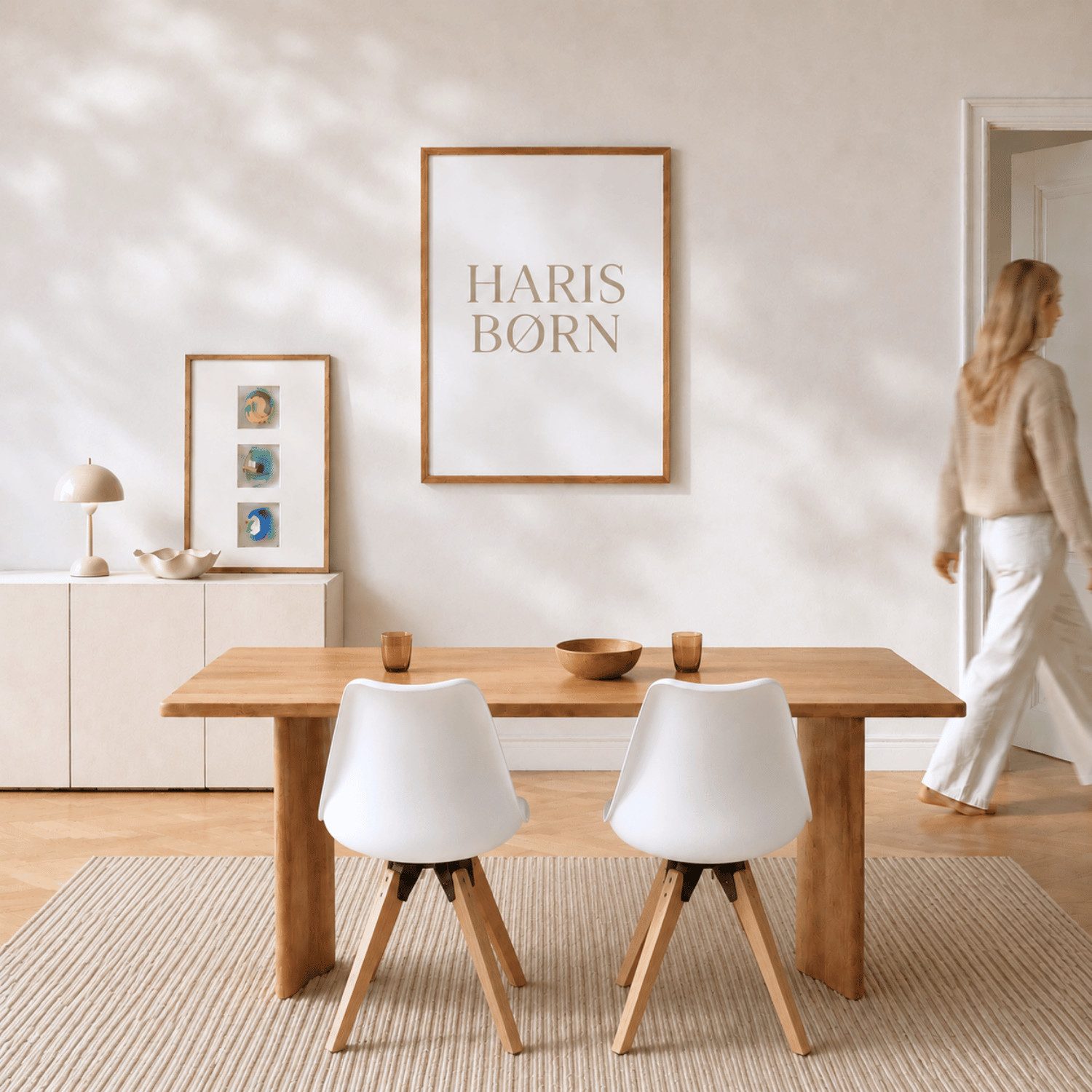 Haris Børn Esszimmerstuhl Skandinavischer Schalenstuhl - Retro Stuhl (Set, 2 St), Weiß/Holz - Kunststoffschalenstuhl - Moderne Esszimmerstühle