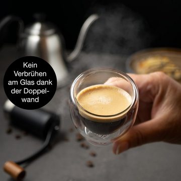 Moritz & Moritz Gläser-Set Moritz & Moritz Barista Milano 6 x 60 ml Doppelwand-Thermo-Gläser, Borosilikatglas, für Espresso, Tee, Heiß-und Kaltgetränke