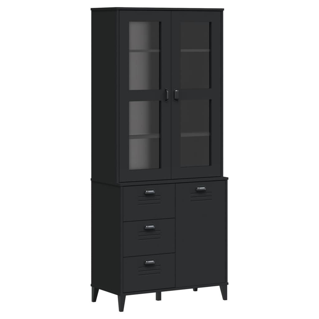 vidaXL Highboard Highboard VIKEN Schwarz 80x40x190 cm Massivholz Kiefer (1 St)