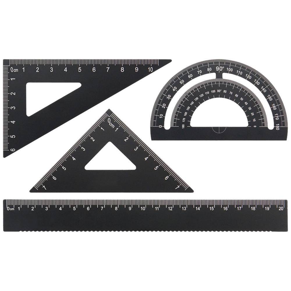 Donau Elektronik Winkelmesser Lineal- / Winkelset aus Aluminium 4-tlg MLAS4