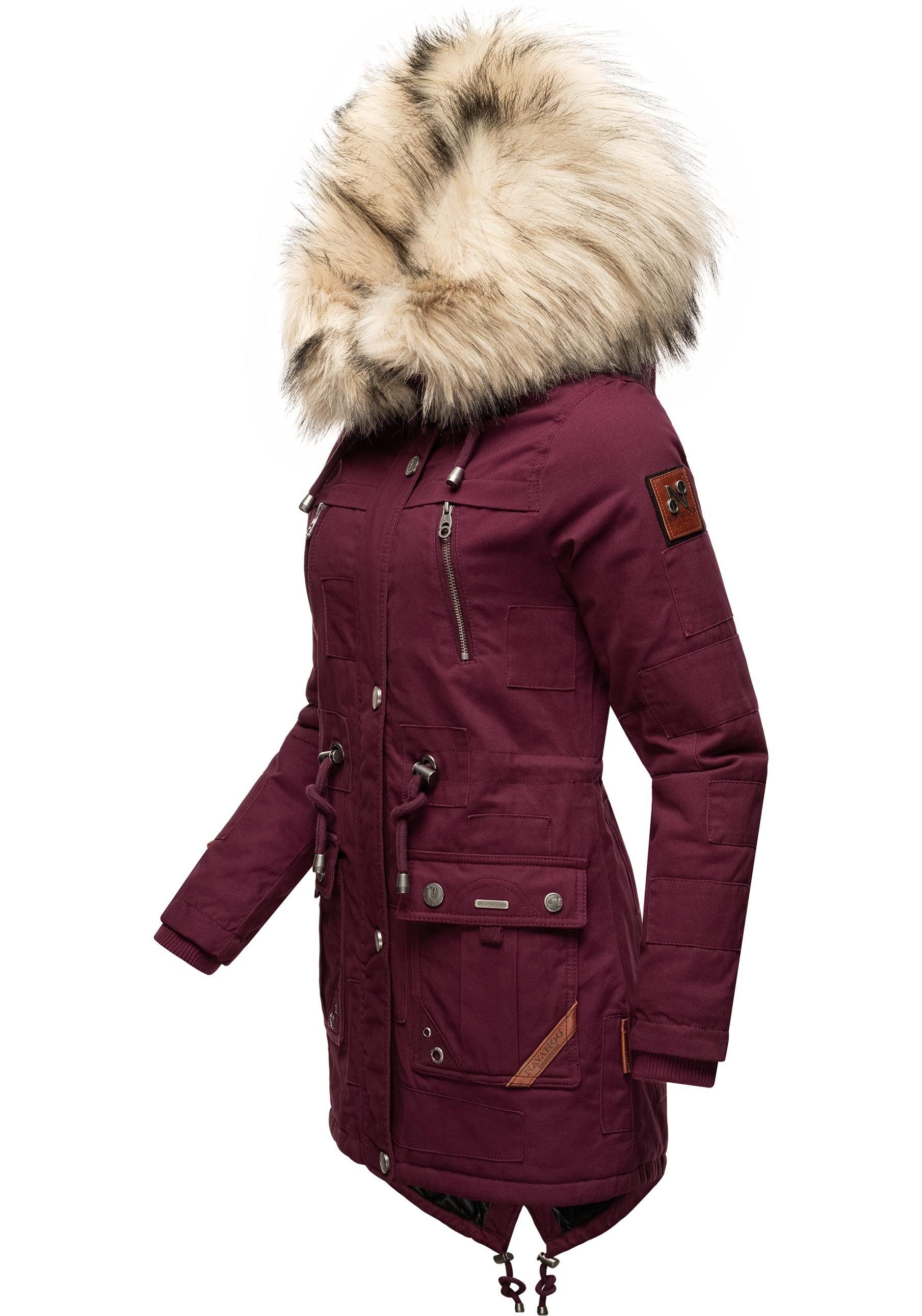 Navahoo Wintermantel Honigfee stylischer Baumwollparka mit Kunstfell-Kapuze günstig online kaufen