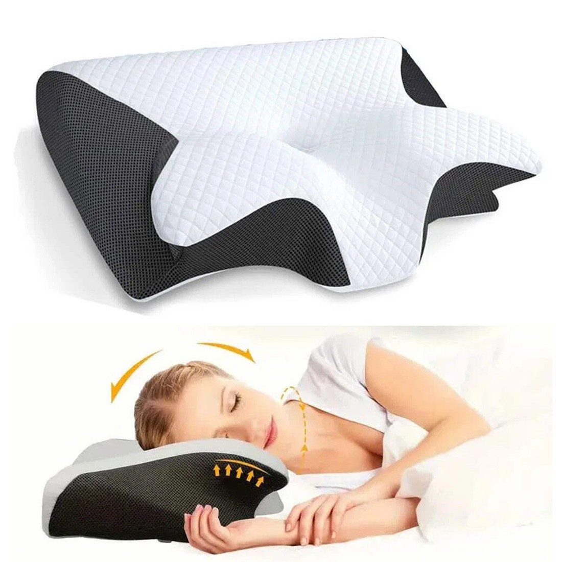 ibettertec Kopfkissen Kopfkissen Memory Foam, orthopädisches Nackenkissen, ergonomisch, für Seiten- & Rückenschläfer, weich & stützend