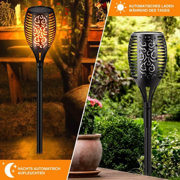 WILGOON LED Solarleuchte Gartenfackel Wasserdichte Solar Gartenleuchte Automatische Solarlampen, LED fest integriert, Warmweiß, Realistisches Solar Fackeln, IP65 wasserdicht, für außen Garten