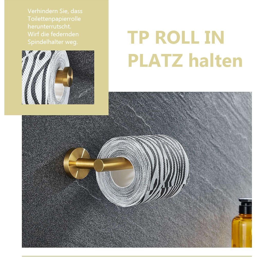 TUABUR Gold Einfacher Toilettenpapierhalter, Edelstahl, Wandmontage. Deko-Wandregal