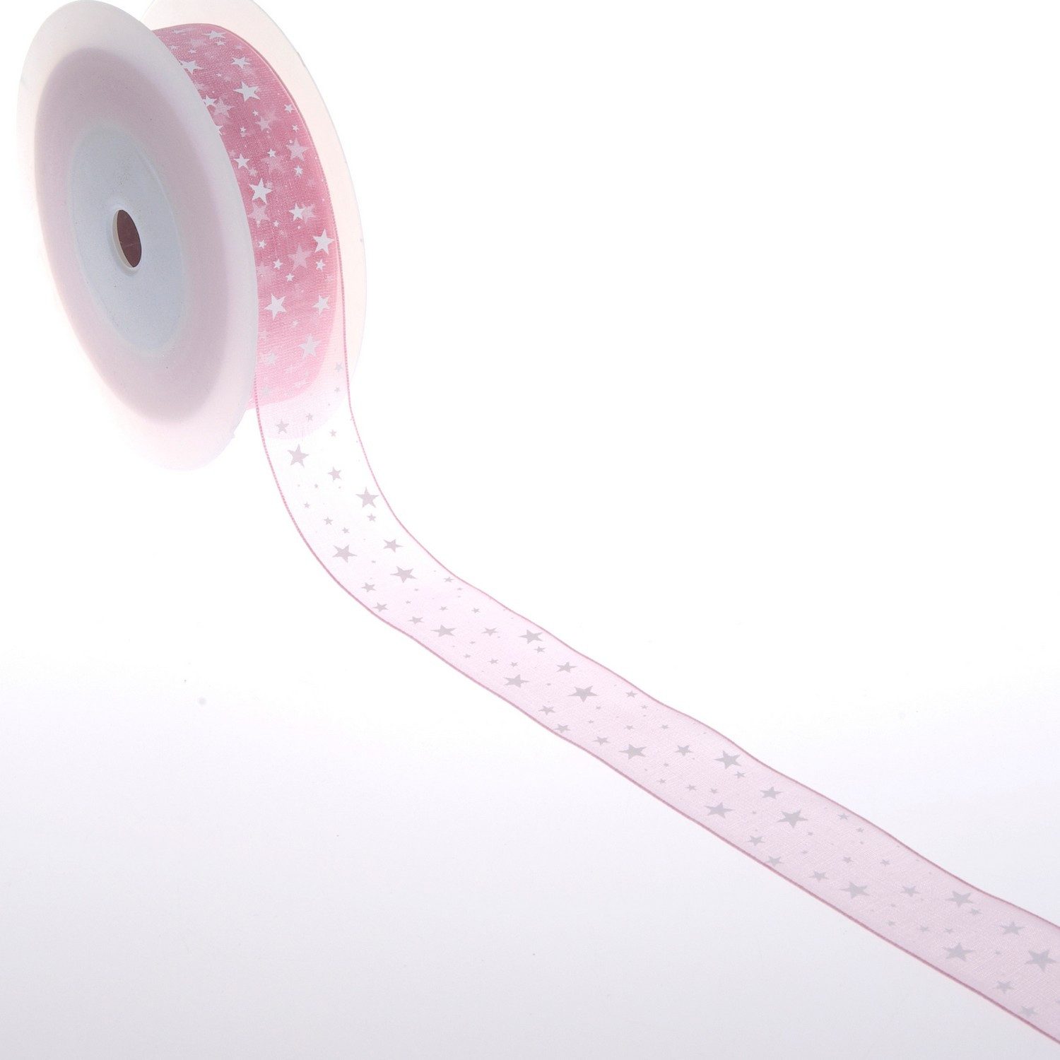 Deko AS Dekoobjekt Organzaband mit Sternchen - rosa - 25mm - 25m - 90165 31