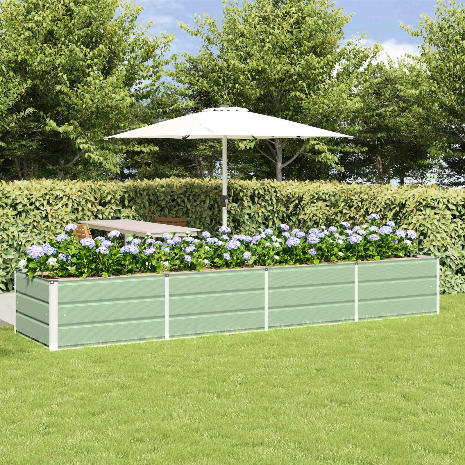 vidaXL Blumentopf Pflanzkübel Grün 320 x 80 x 45 cm Stahl (1 St)