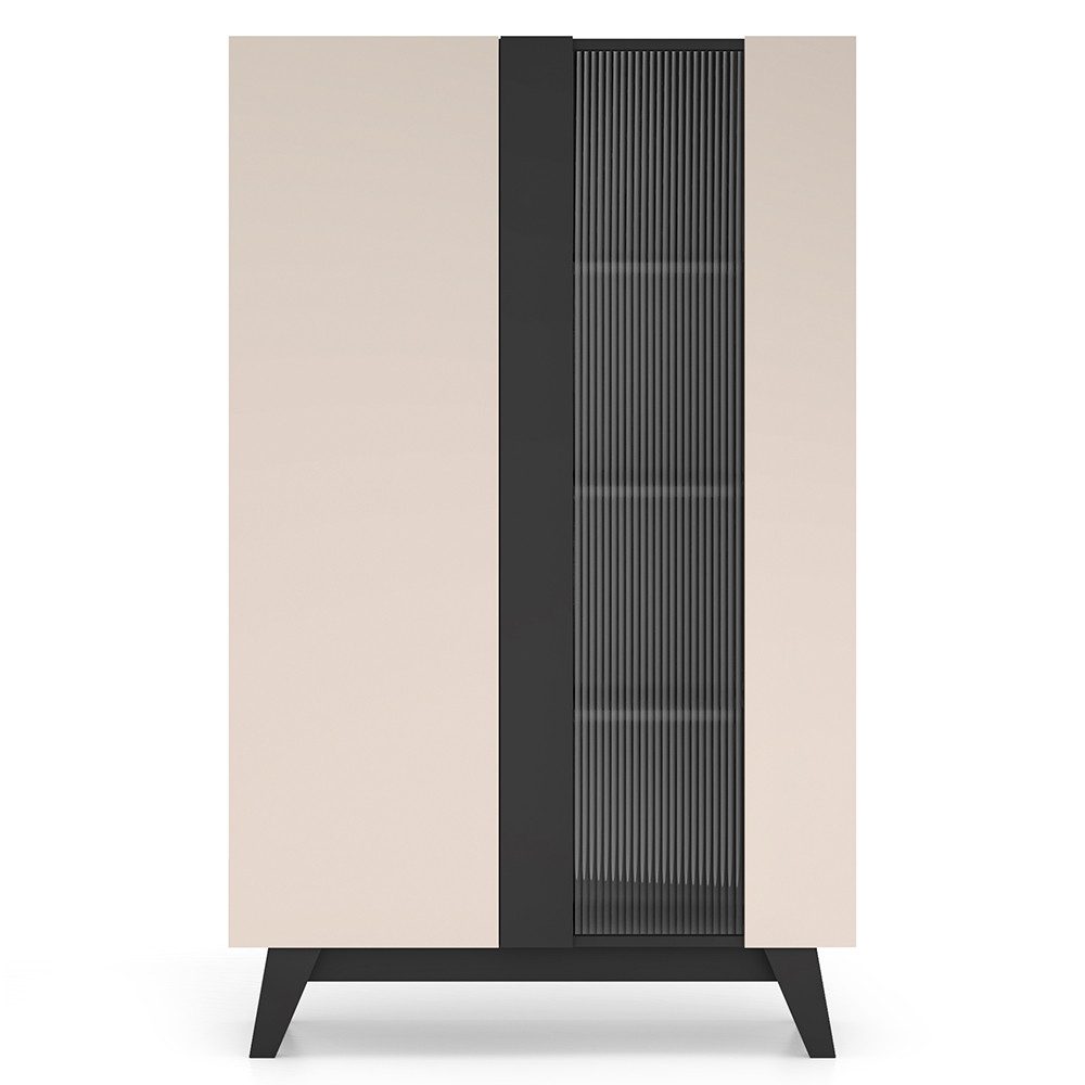 Lomadox Highboard FRIONA-131, kaschmir schwarz Möbelfüße modern 95 cm breit 2-türig