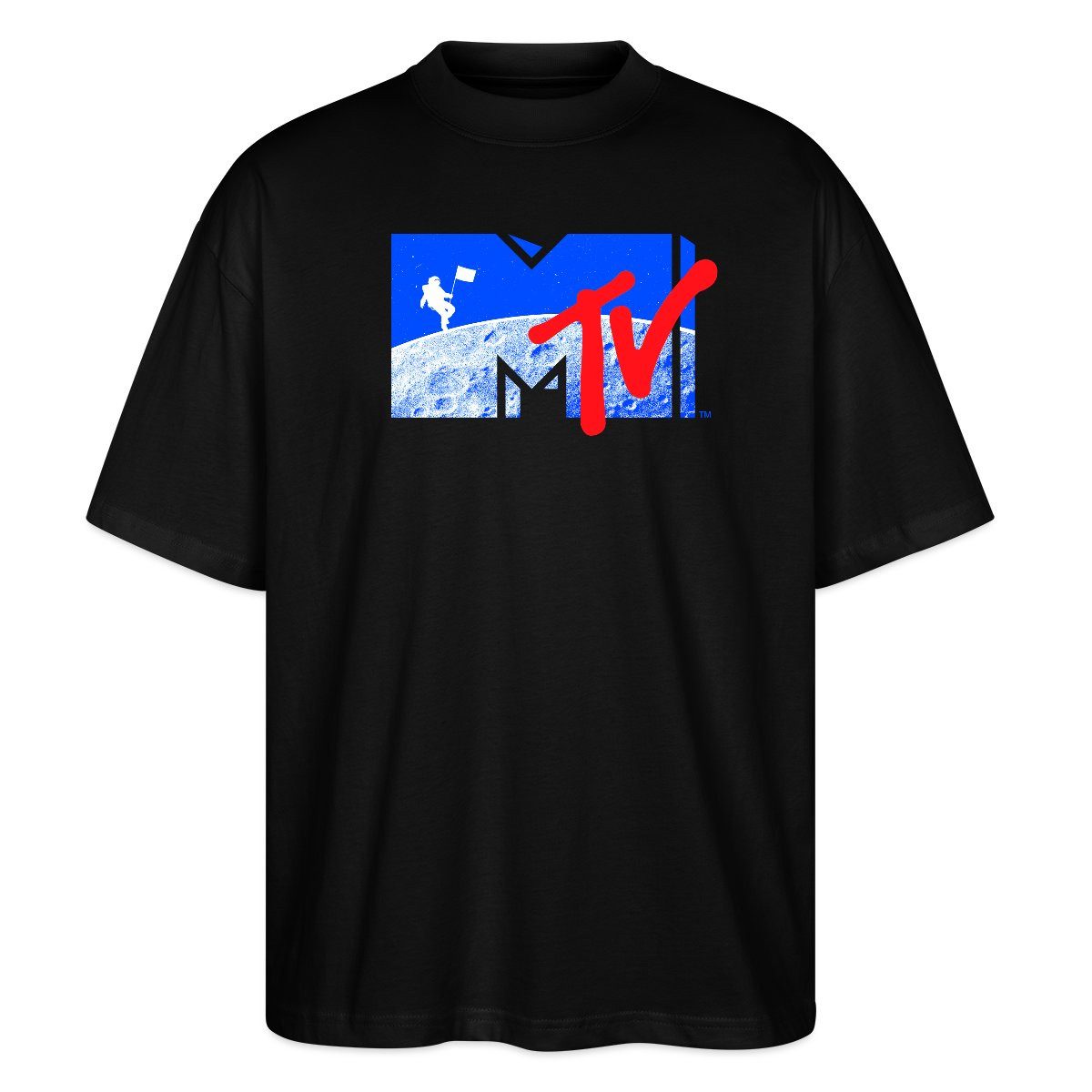 T-Shirt MTV Logo Cooles Mond-Design Mit Astronaut Oversize Unisex T-Shirt