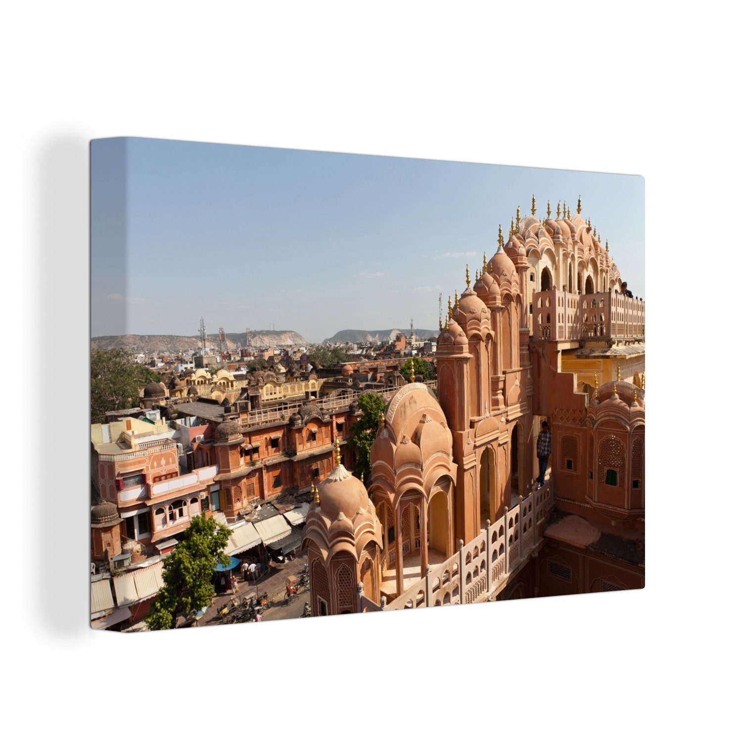 OneMillionCanvasses® Leinwandbild Das indische Hawa Mahal in Jaipur, Asien, (1 St), Wandbild Leinwandbilder, Aufhängefertig, Wanddeko, 30x20 cm